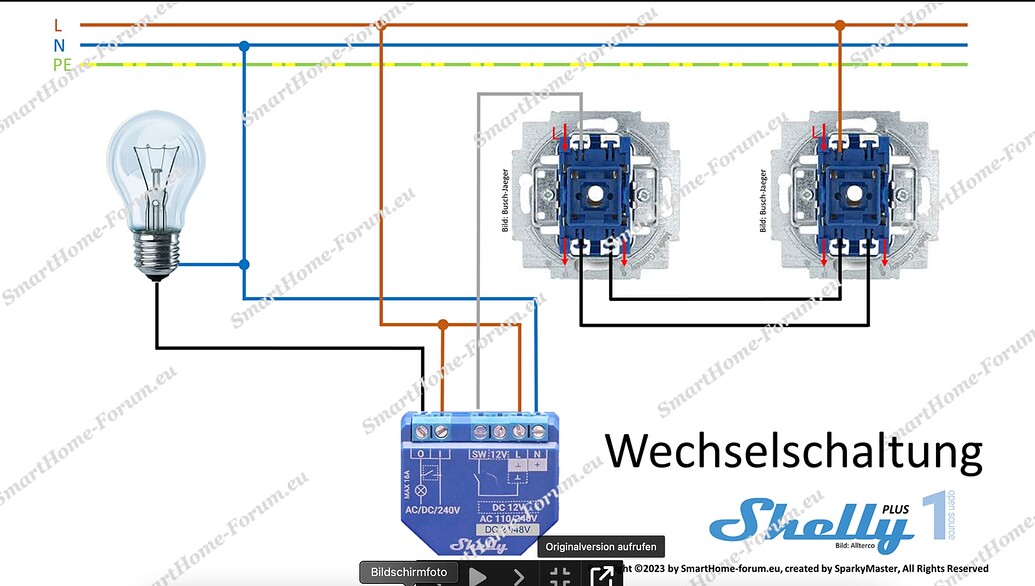 Shelly Wechselschaltung Ohne Neutralleiter In Lampe Shelly