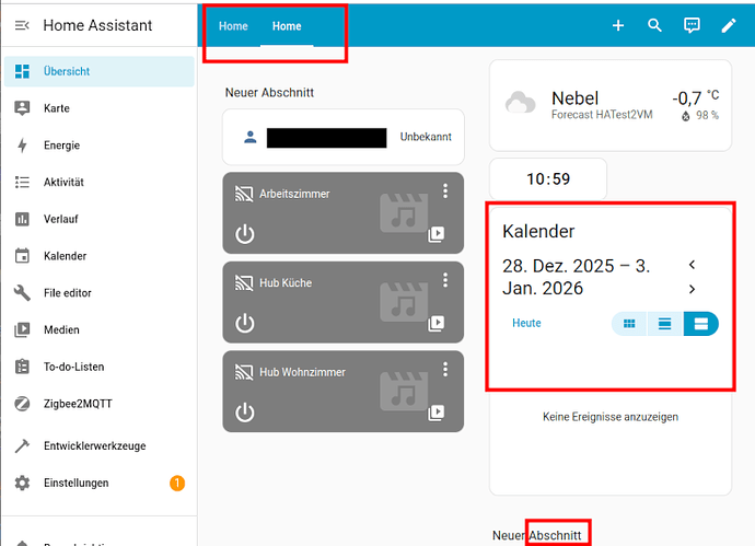 HA_Test_VM_Kalender_zwei_Home_Ansichten