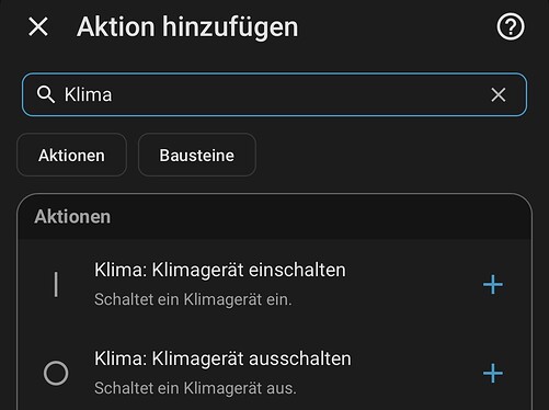 Klimagerät ein- ausschalten