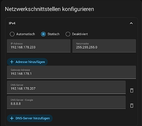 Netzwerkschnittstellen Konfiguration