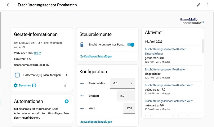 Erschütterungssensor Postkasten