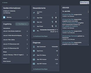 Screenshot der Bestway-Integration