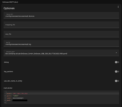 Enocean MQTT Konfiguration