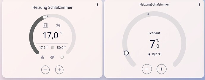 Screenshot HomeAssistant Dashboard Kacheln Sonoff Themrostat