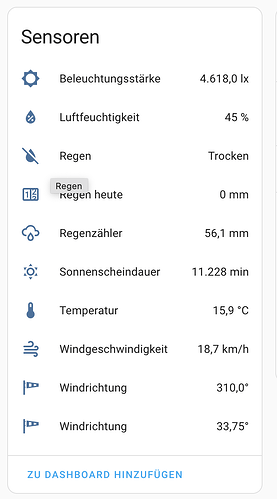 Homematic Wetterstation Entitäten