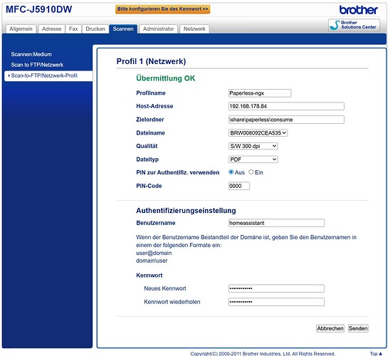Netzwerkeinstellungen Brother
