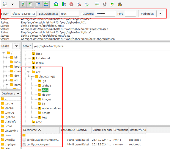 Proxmox_Z2M_LXC_Filezilla