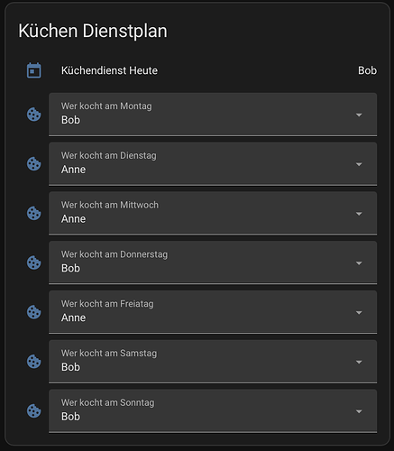 Küchen Dienstplan