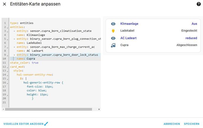 Entitäten mit Standard Zeilenabstand