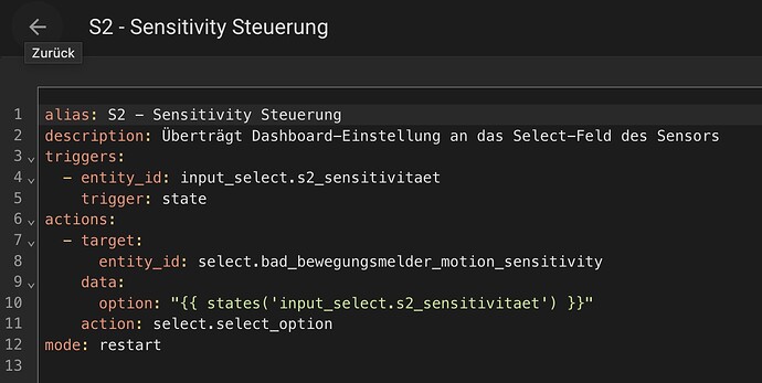 Sensitivity Steuerung