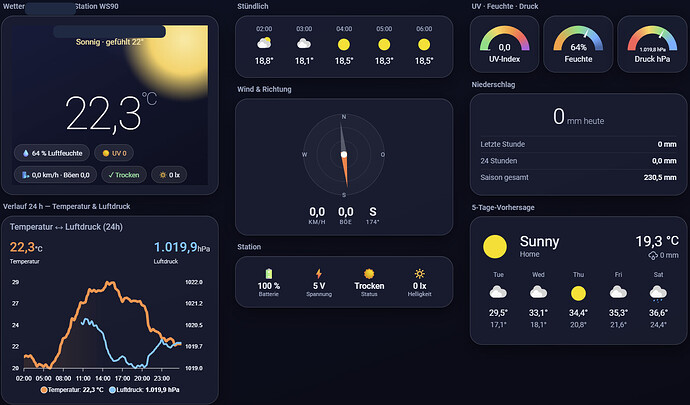 Geteilte WS90-Wetterstation in Home Assistant