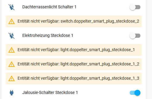 deaktivierte Entitäten