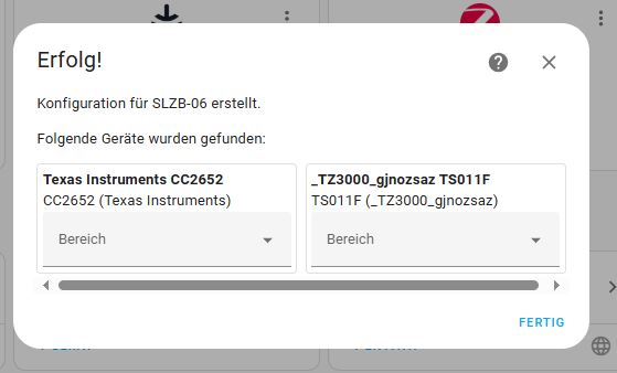Erfolg - Konfiguration für SLZA erstellt