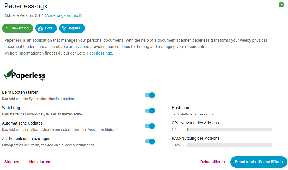 Paperless NGX Add-on startet nicht mehr - Add-ons - simon42 Community
