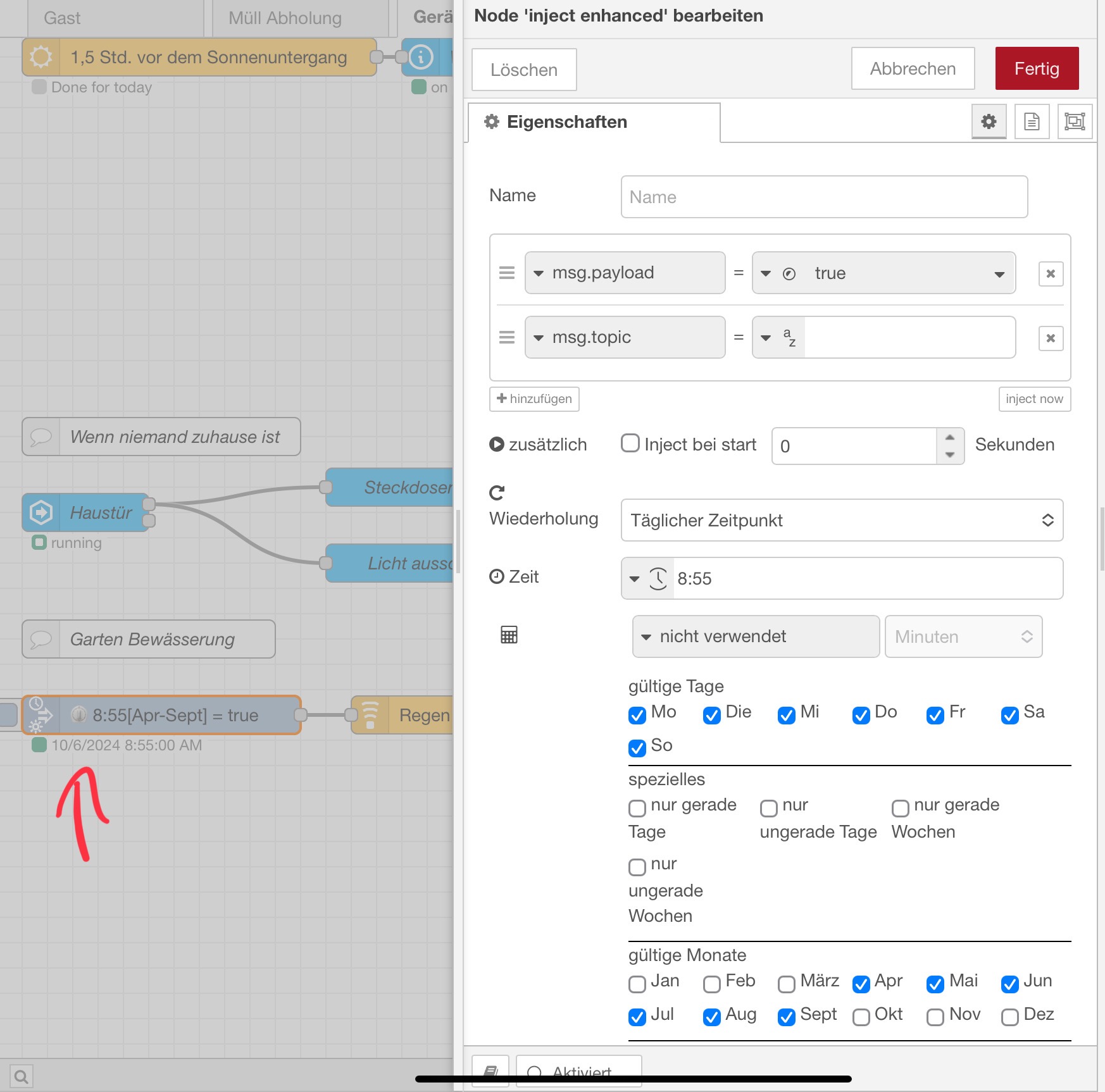 Inject Menu Node Red Inject und gültige Monate - Node-RED - simon42 Community