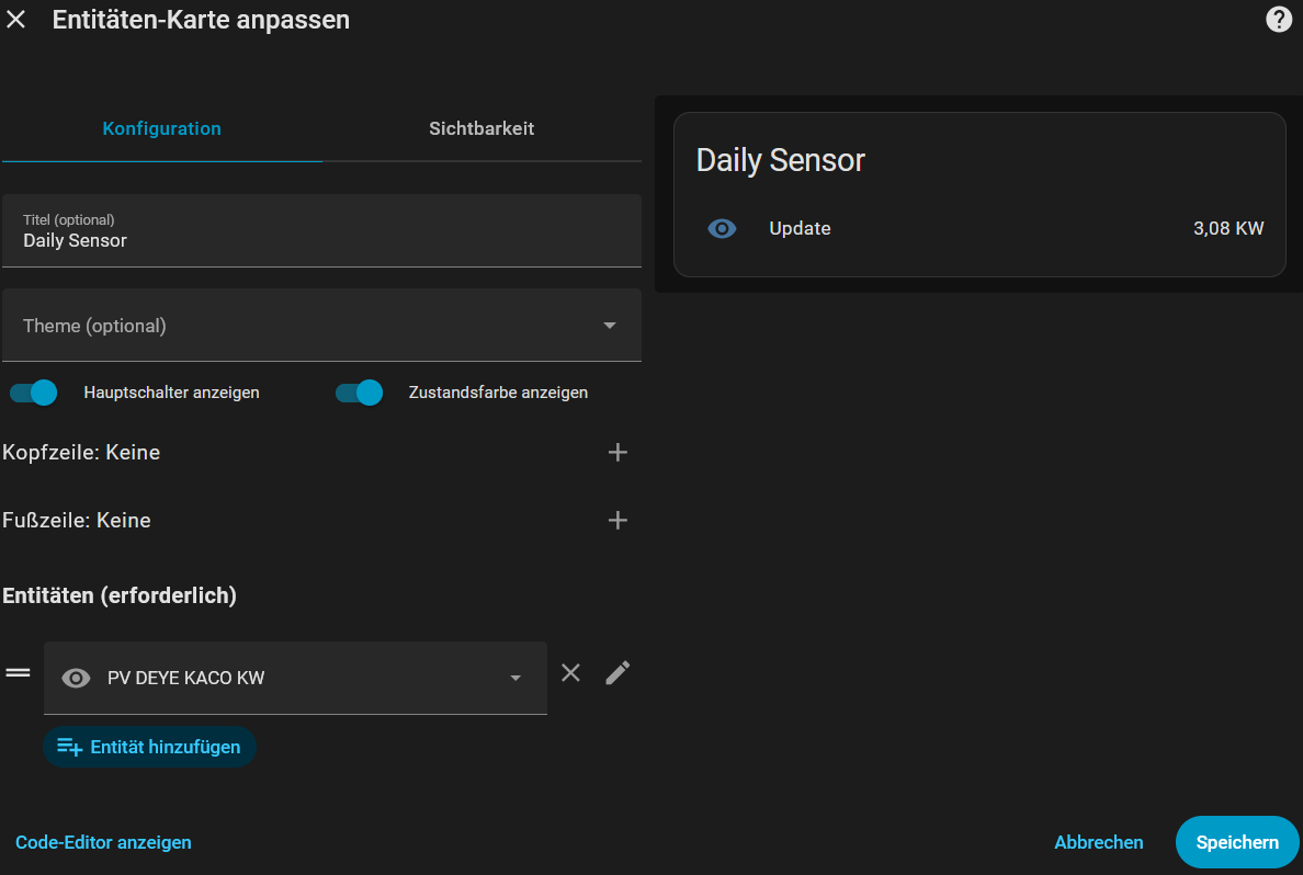 Daily Sensor Daily sensor - Menü zum Konfigurieren passt nicht - Allgemein - simon42 ...