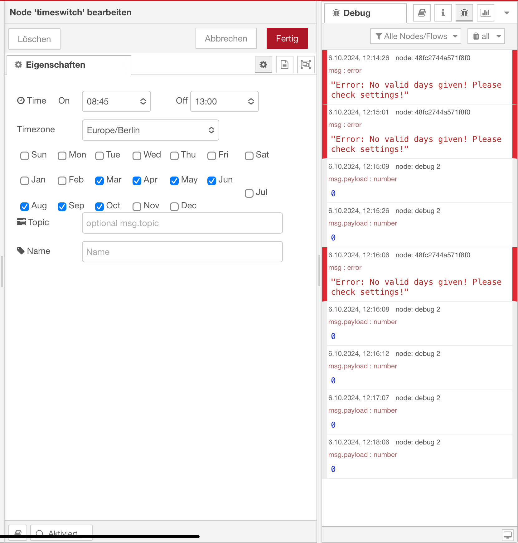 Inject Menu Node Red Inject und gültige Monate - Node-RED - simon42 Community
